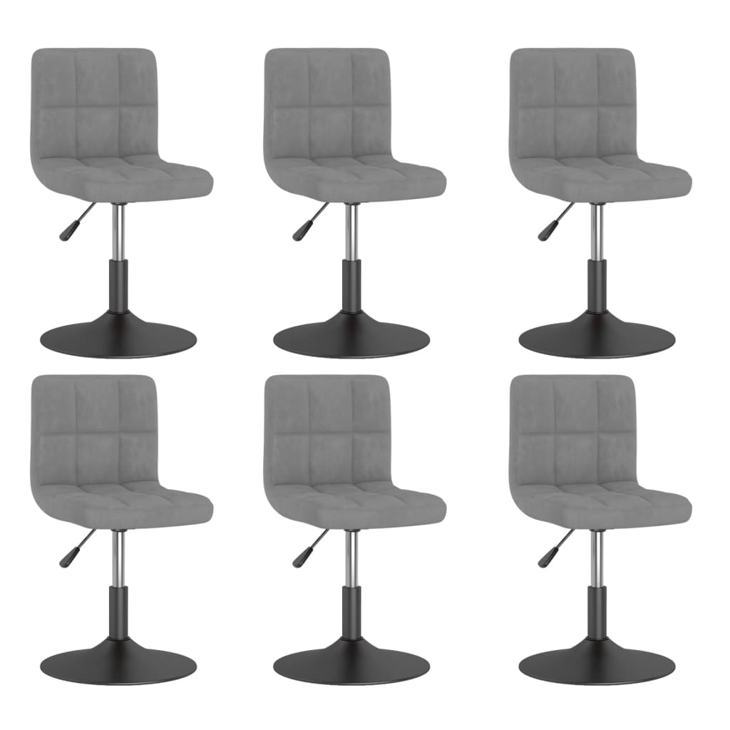 Chaises pivotantes à manger lot de 6 gris clair velours - XIOS