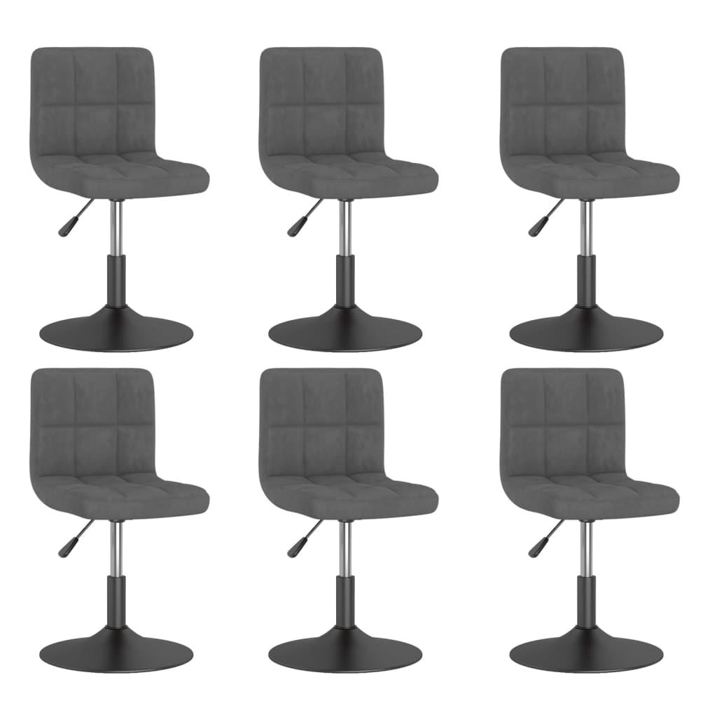 Chaises pivotantes à manger lot de 6 gris foncé velours - XIOS