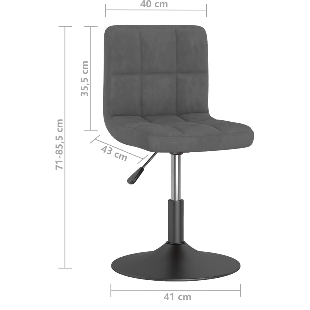 Chaises pivotantes à manger lot de 6 gris foncé velours - XIOS