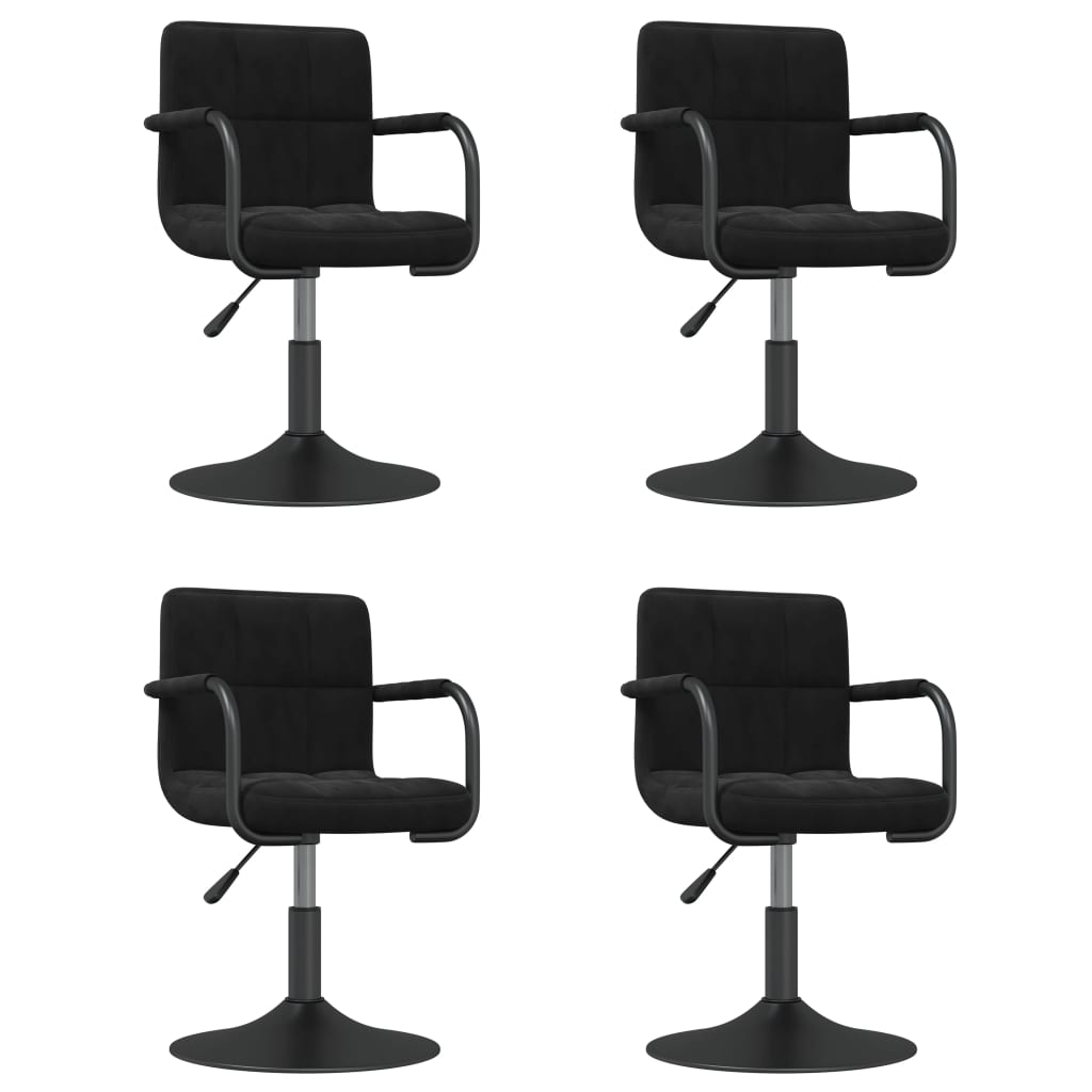 Chaises pivotantes à manger lot de 4 noir velours - XIOS