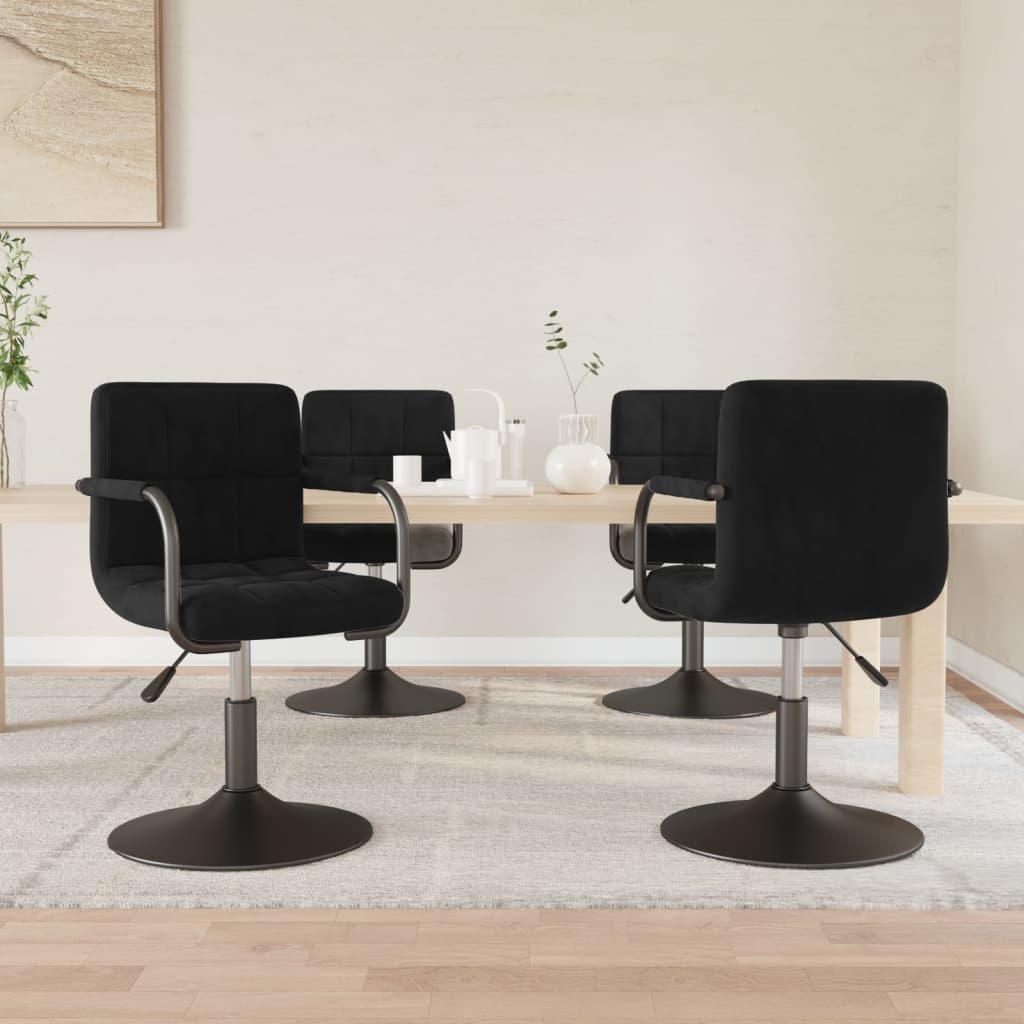 Chaises pivotantes à manger lot de 4 noir velours - XIOS