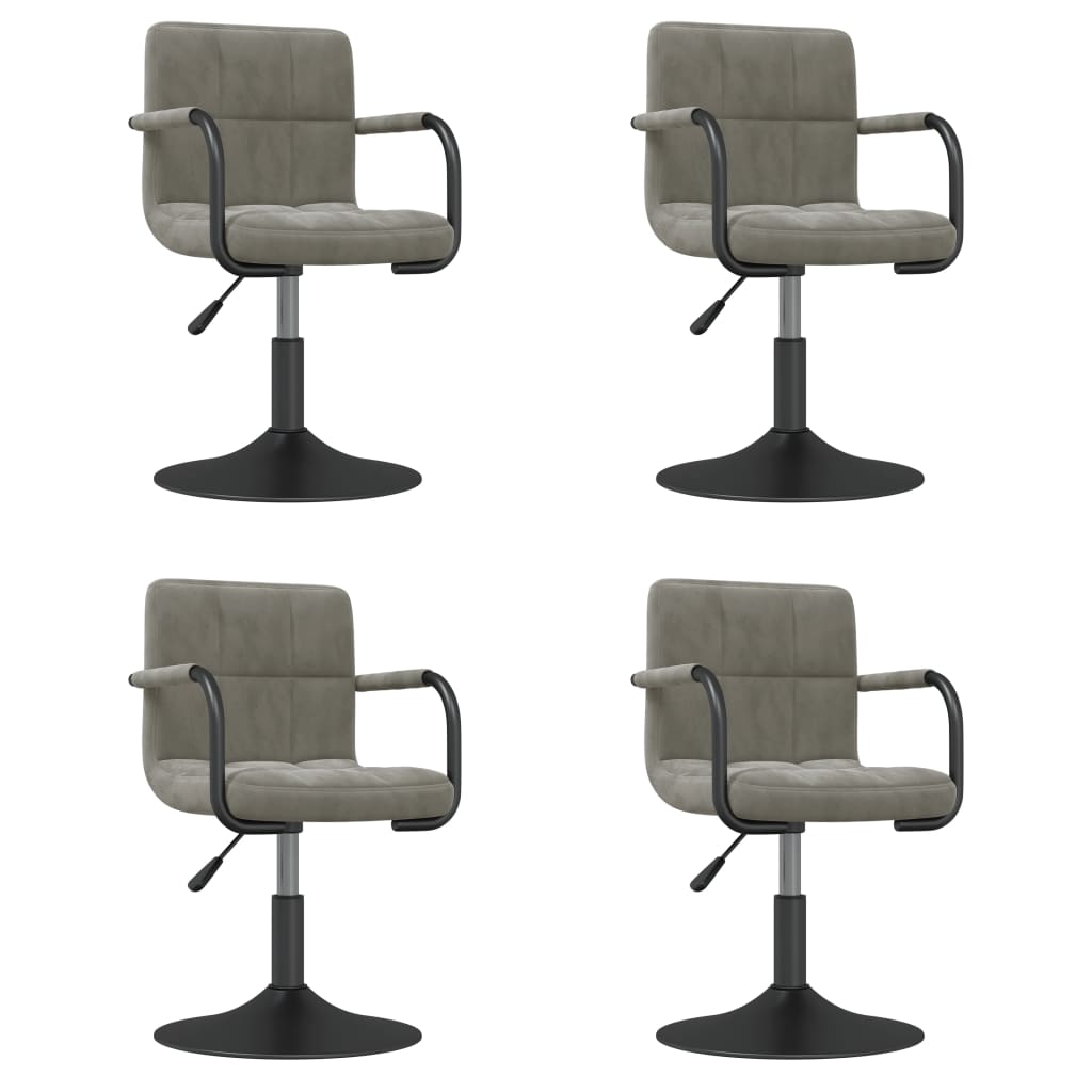 Chaises pivotantes à manger lot de 4 gris clair velours - XIOS