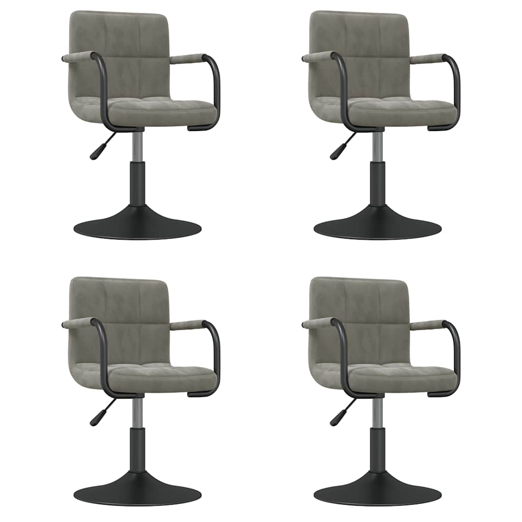 Chaises pivotantes à manger lot de 4 gris clair velours