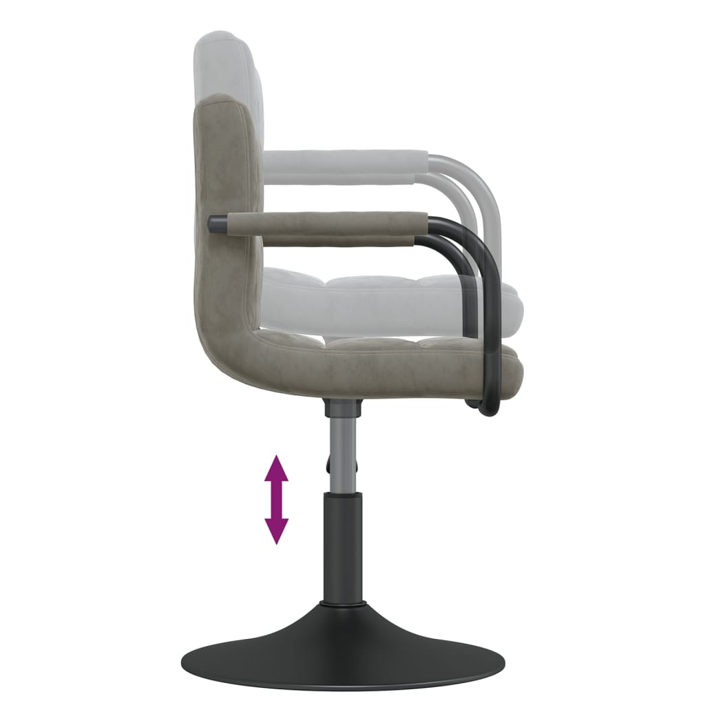 Chaises pivotantes à manger lot de 4 gris clair velours - XIOS