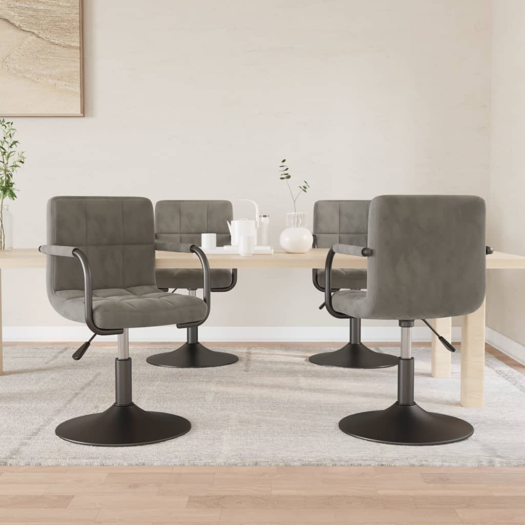 Chaises pivotantes à manger lot de 4 gris clair velours - XIOS