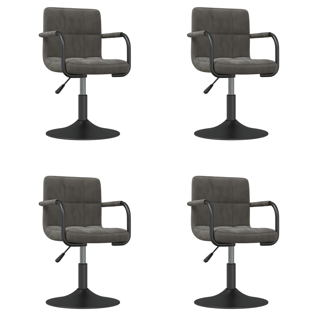 Chaises pivotantes à manger lot de 4 gris foncé velours - XIOS