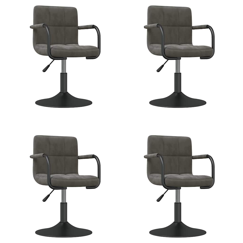 Chaises pivotantes à manger lot de 4 gris foncé velours