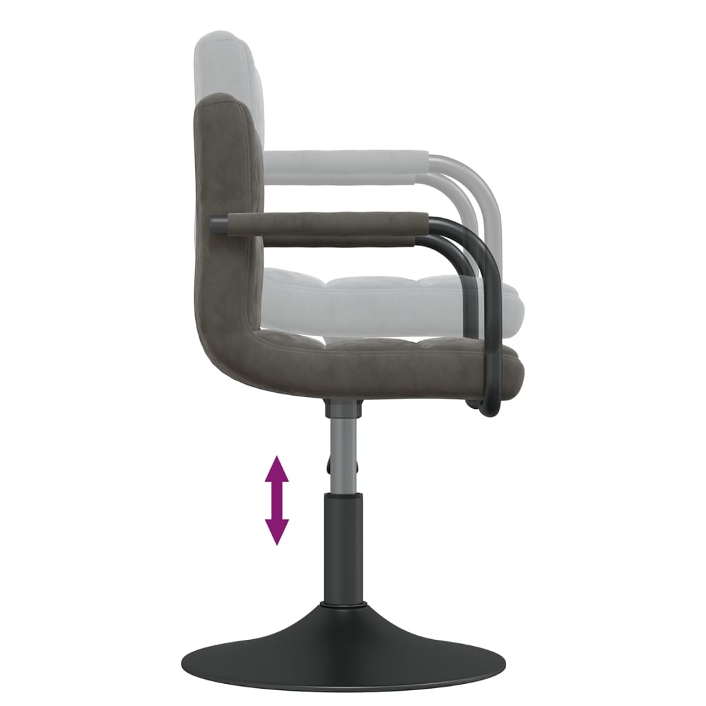 Chaises pivotantes à manger lot de 4 gris foncé velours - XIOS