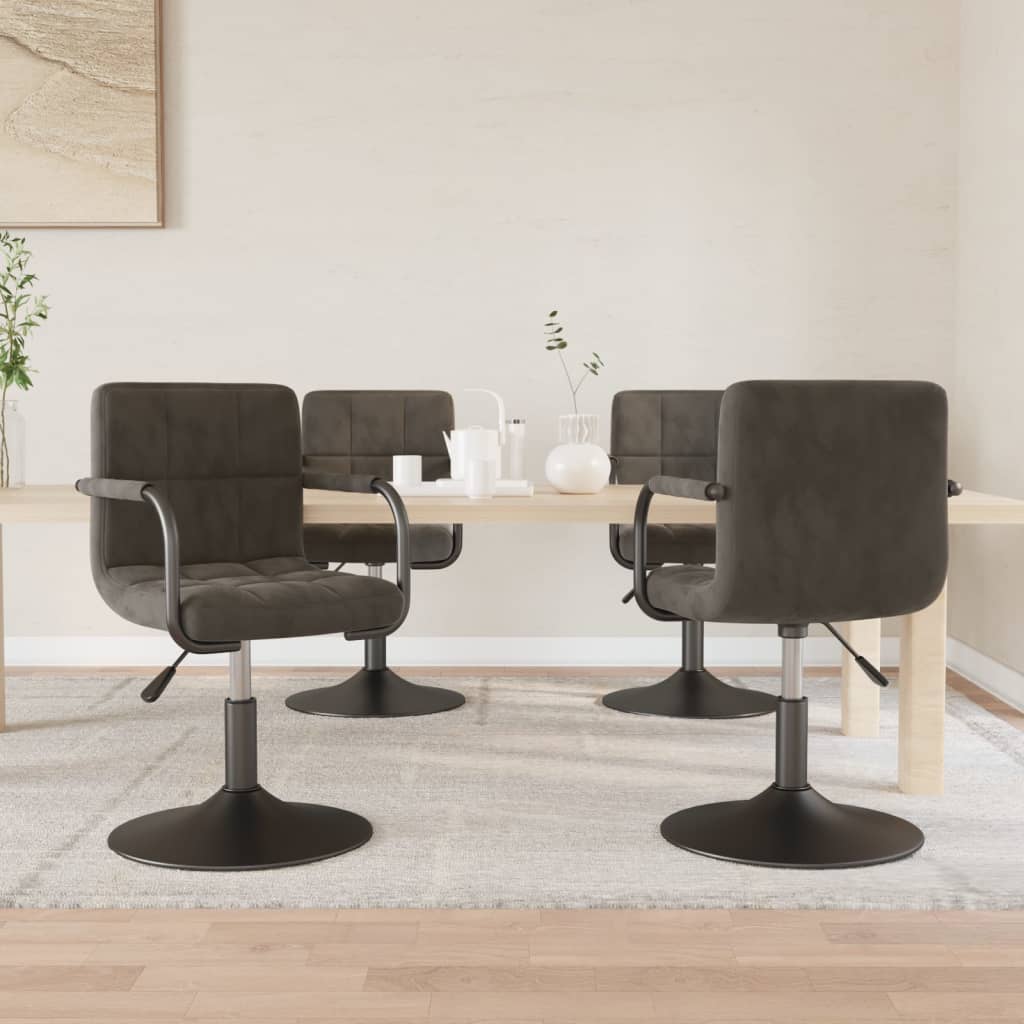 Chaises pivotantes à manger lot de 4 gris foncé velours - XIOS