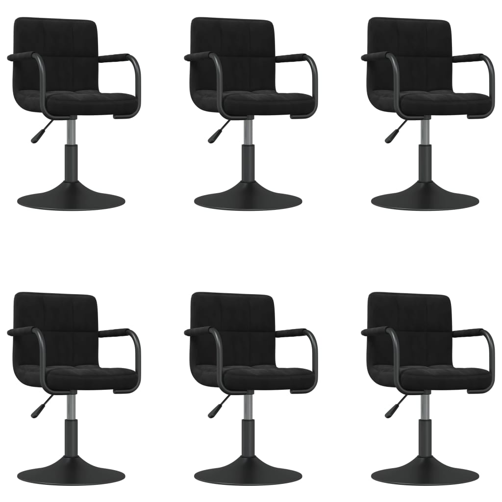 Chaises pivotantes à manger lot de 6 noir velours - XIOS