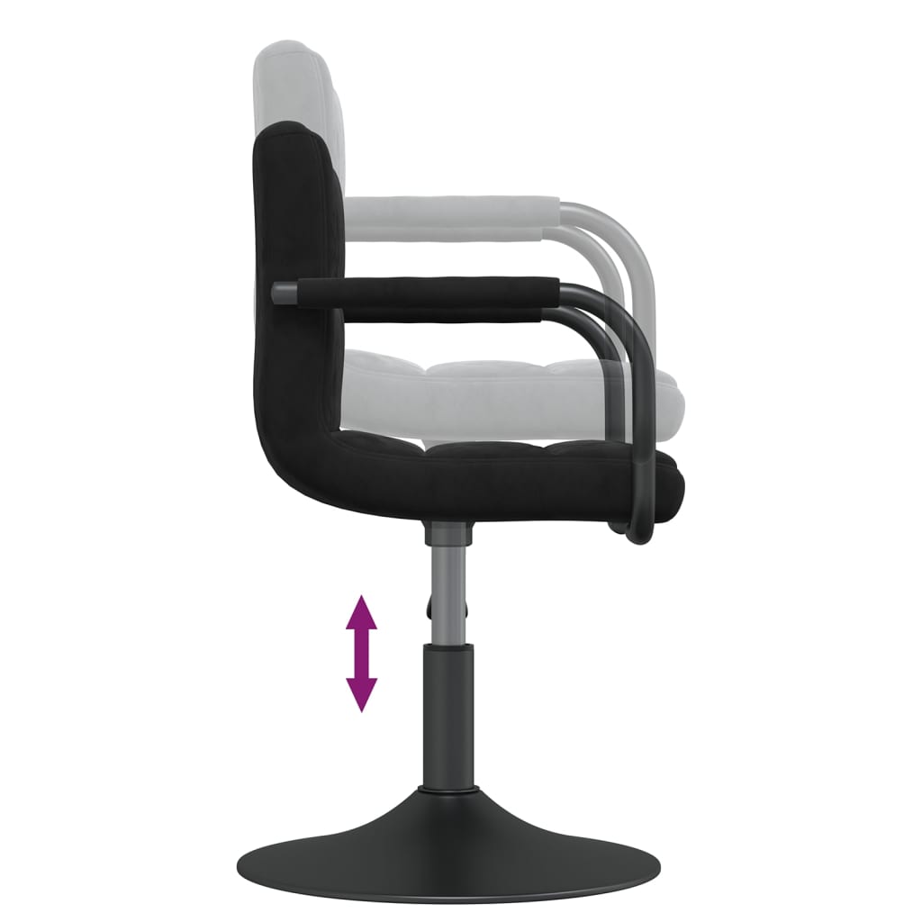 Chaises pivotantes à manger lot de 6 noir velours - XIOS
