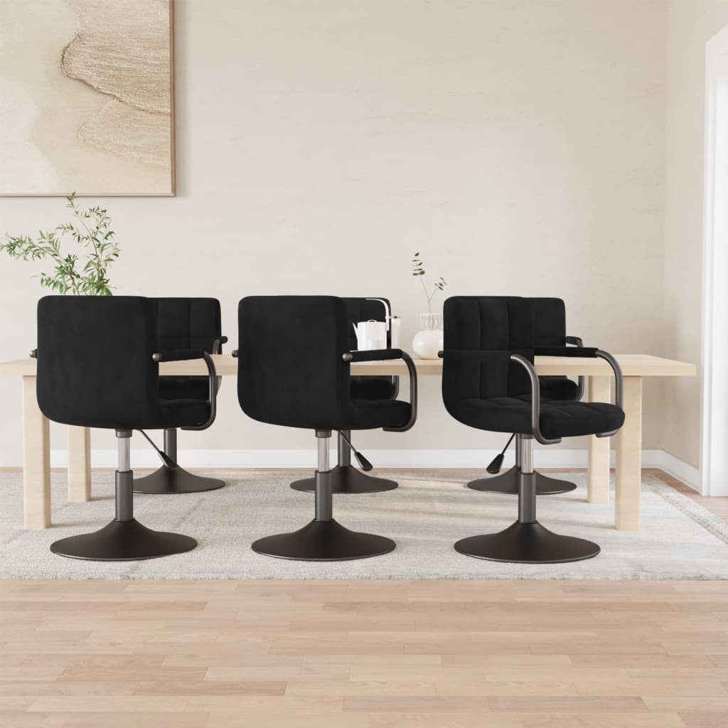 Chaises pivotantes à manger lot de 6 noir velours - XIOS