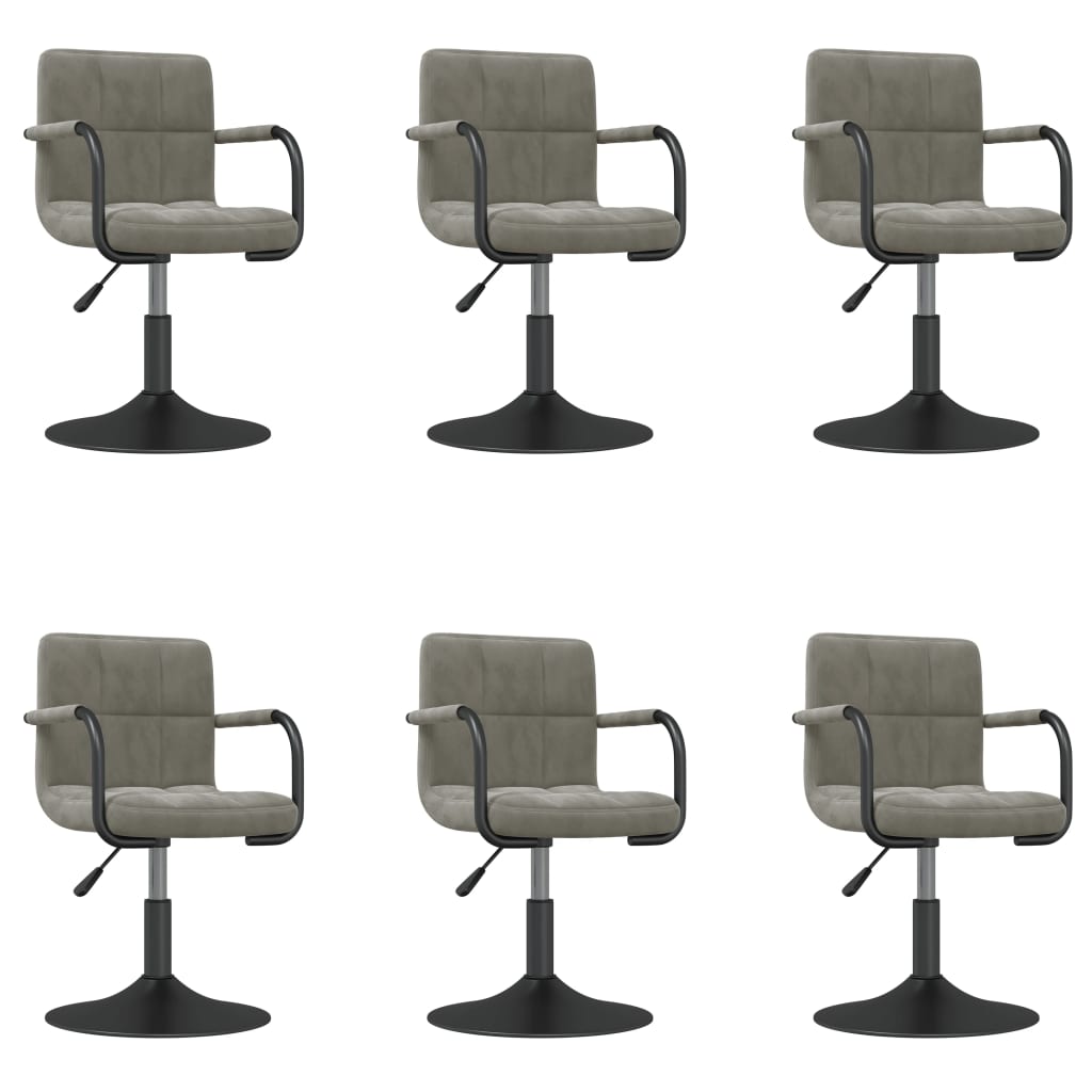 Chaises pivotantes à manger lot de 6 gris clair velours - XIOS