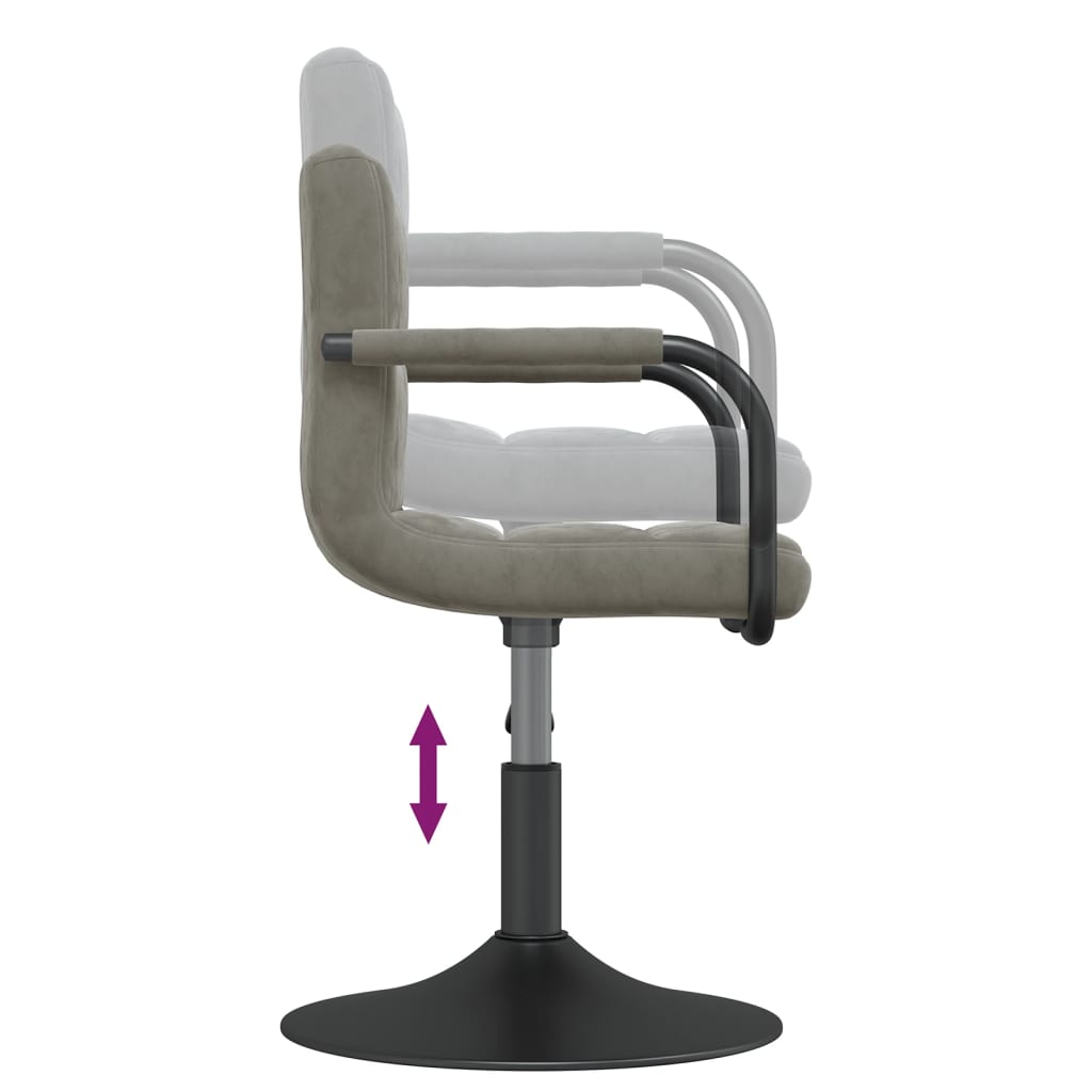 Chaises pivotantes à manger lot de 6 gris clair velours - XIOS