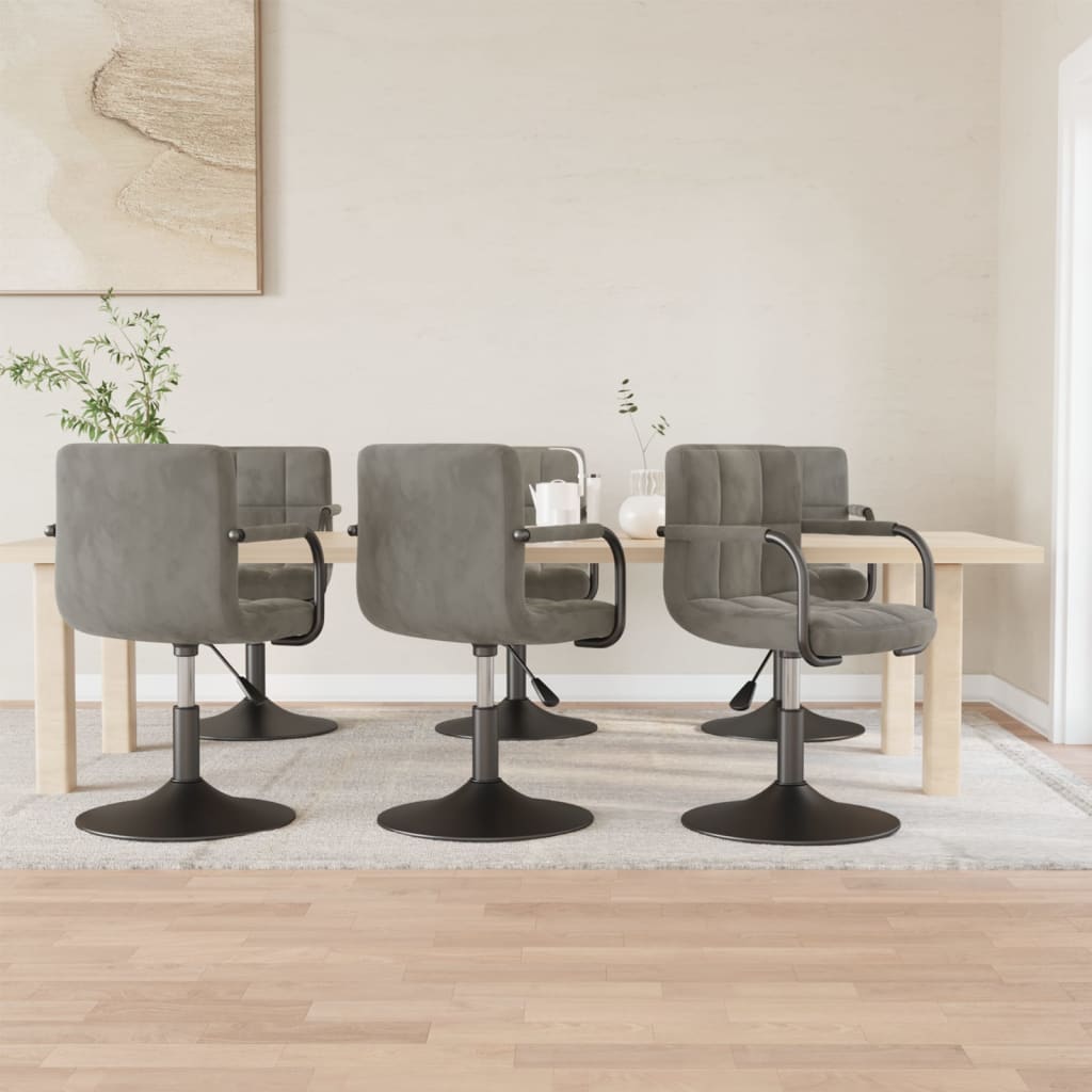 Chaises pivotantes à manger lot de 6 gris clair velours - XIOS
