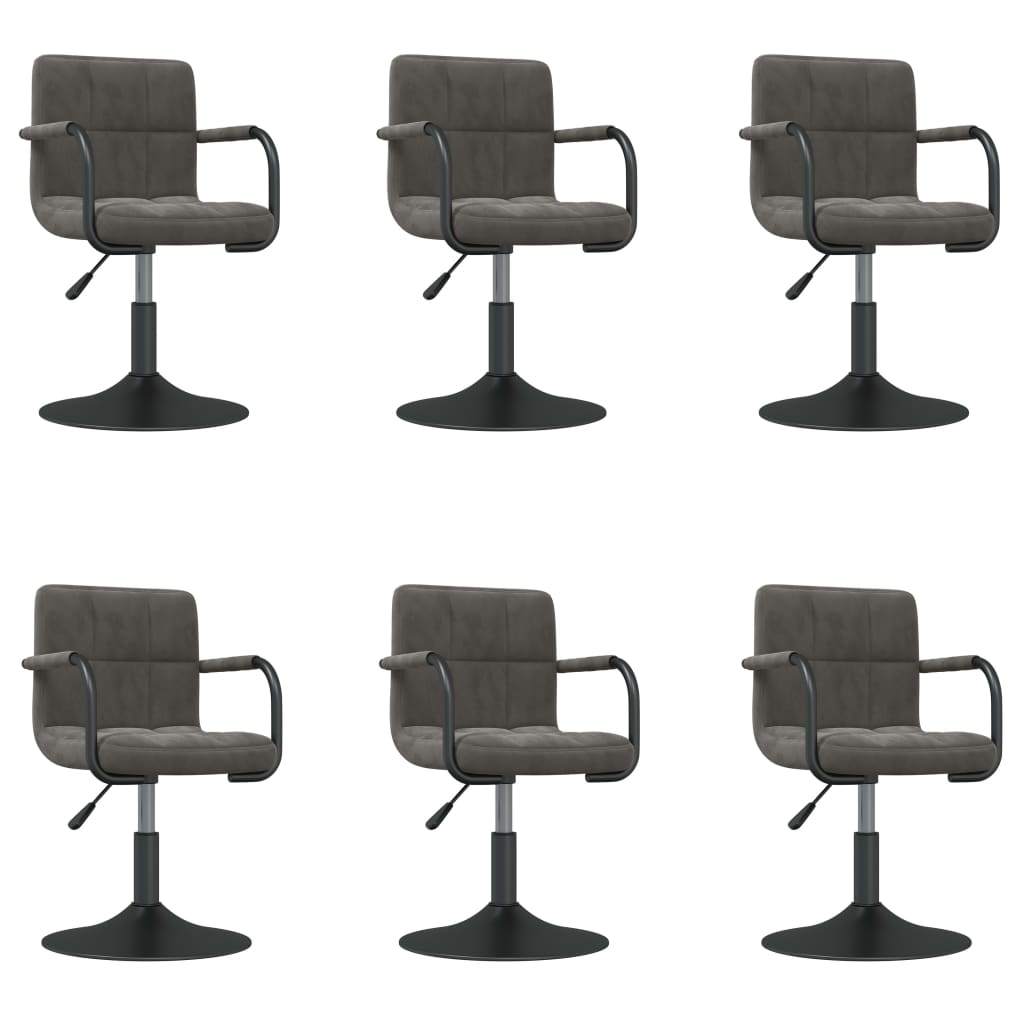 Chaises pivotantes à manger lot de 6 gris foncé velours - XIOS