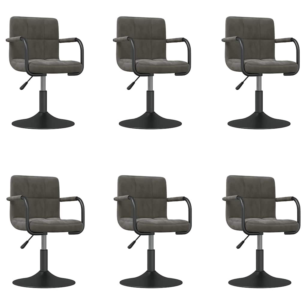 Chaises pivotantes à manger lot de 6 gris foncé velours