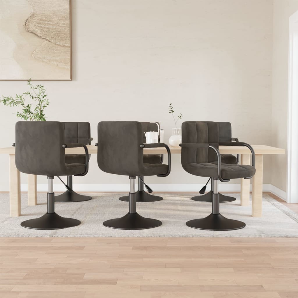 Chaises pivotantes à manger lot de 6 gris foncé velours - XIOS