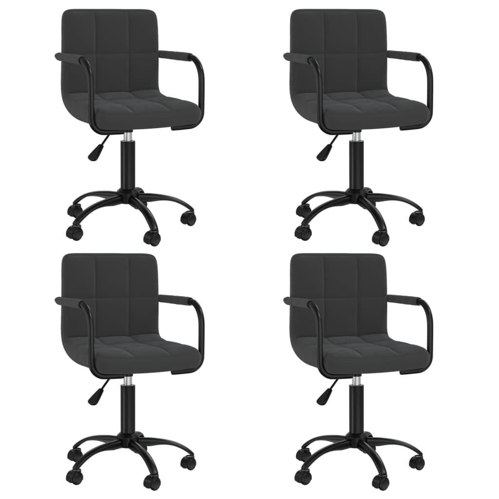 Chaises pivotantes à manger lot de 4 noir velours - XIOS