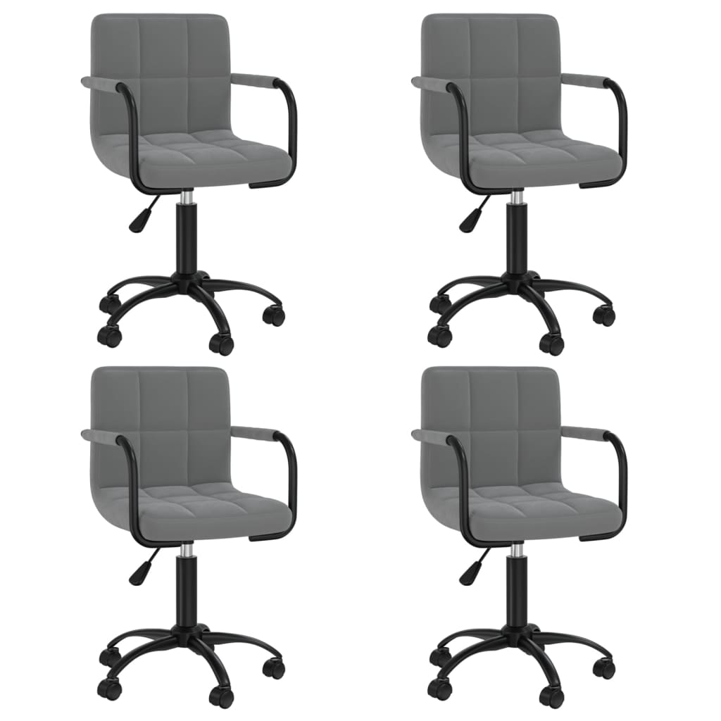 Chaises pivotantes à manger lot de 4 gris foncé velours - XIOS