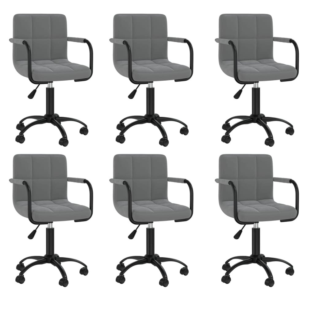 Chaises pivotantes à manger lot de 6 gris foncé velours - XIOS