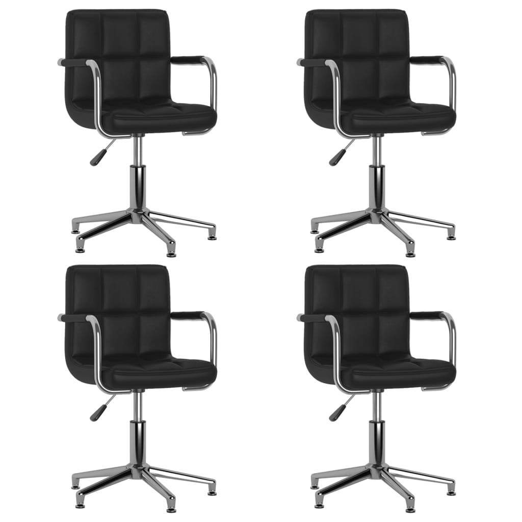 Chaises à manger pivotantes lot de 4 noir similicuir - XIOS