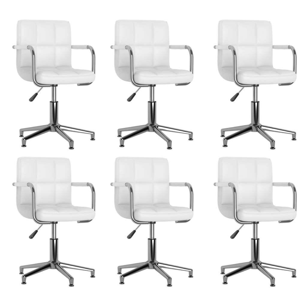 Chaises à manger pivotantes lot de 6 blanc similicuir - XIOS