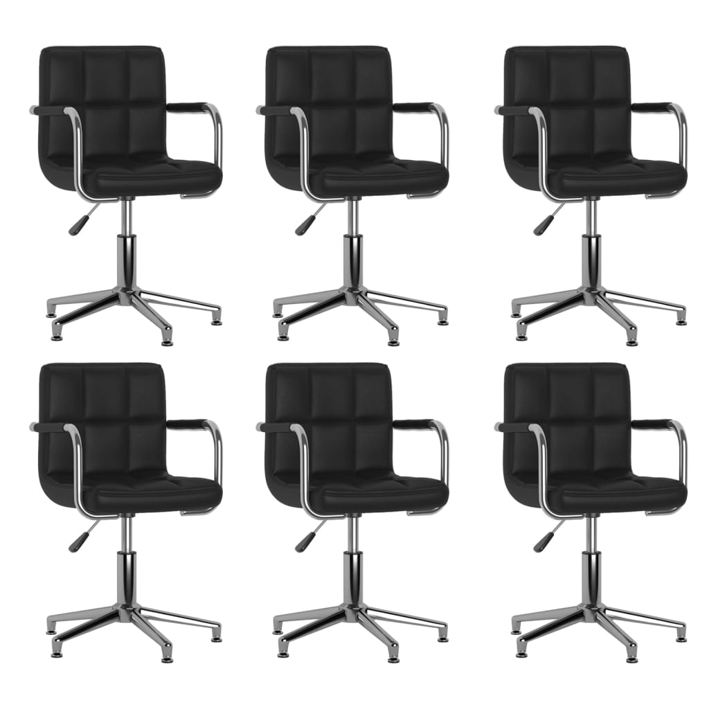 Chaises pivotantes à manger lot de 6 noir similicuir - XIOS