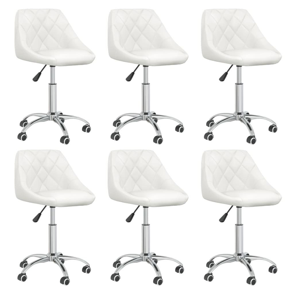 Chaises pivotantes à manger lot de 6 blanc similicuir - XIOS