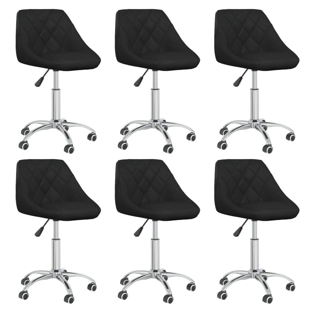 Chaises pivotantes à manger lot de 6 noir similicuir - XIOS