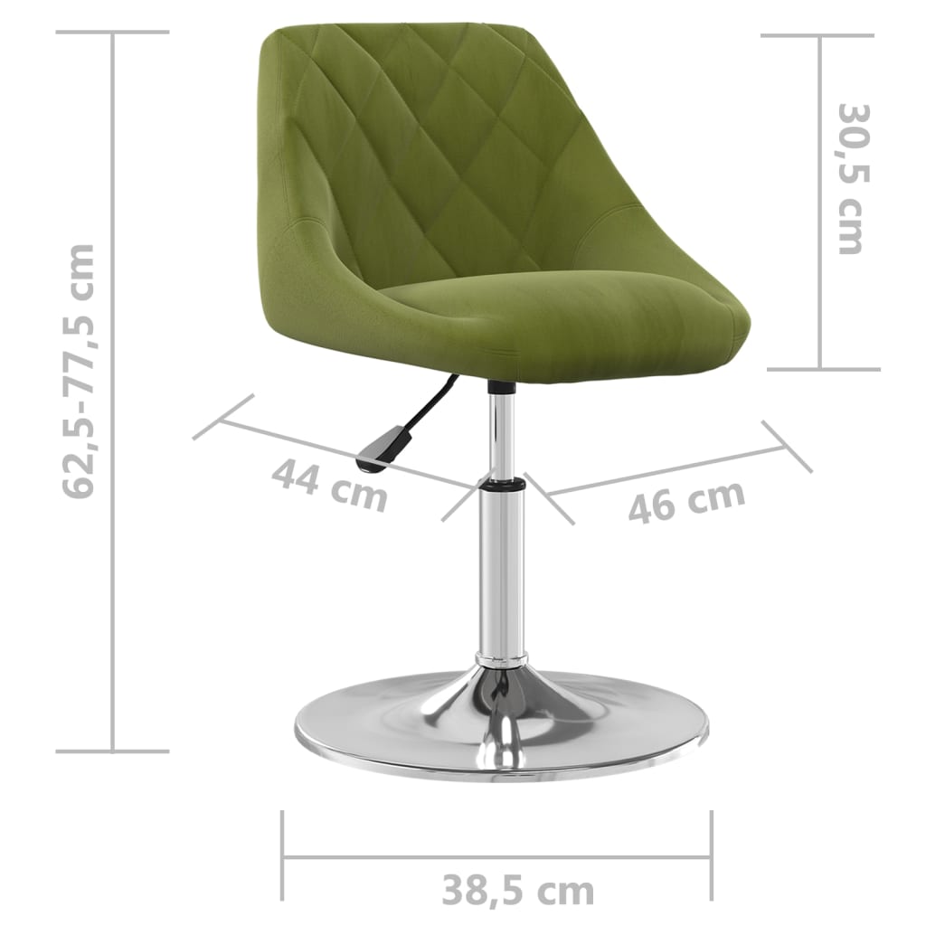 Chaises pivotantes à manger lot de 4 vert clair velours - XIOS