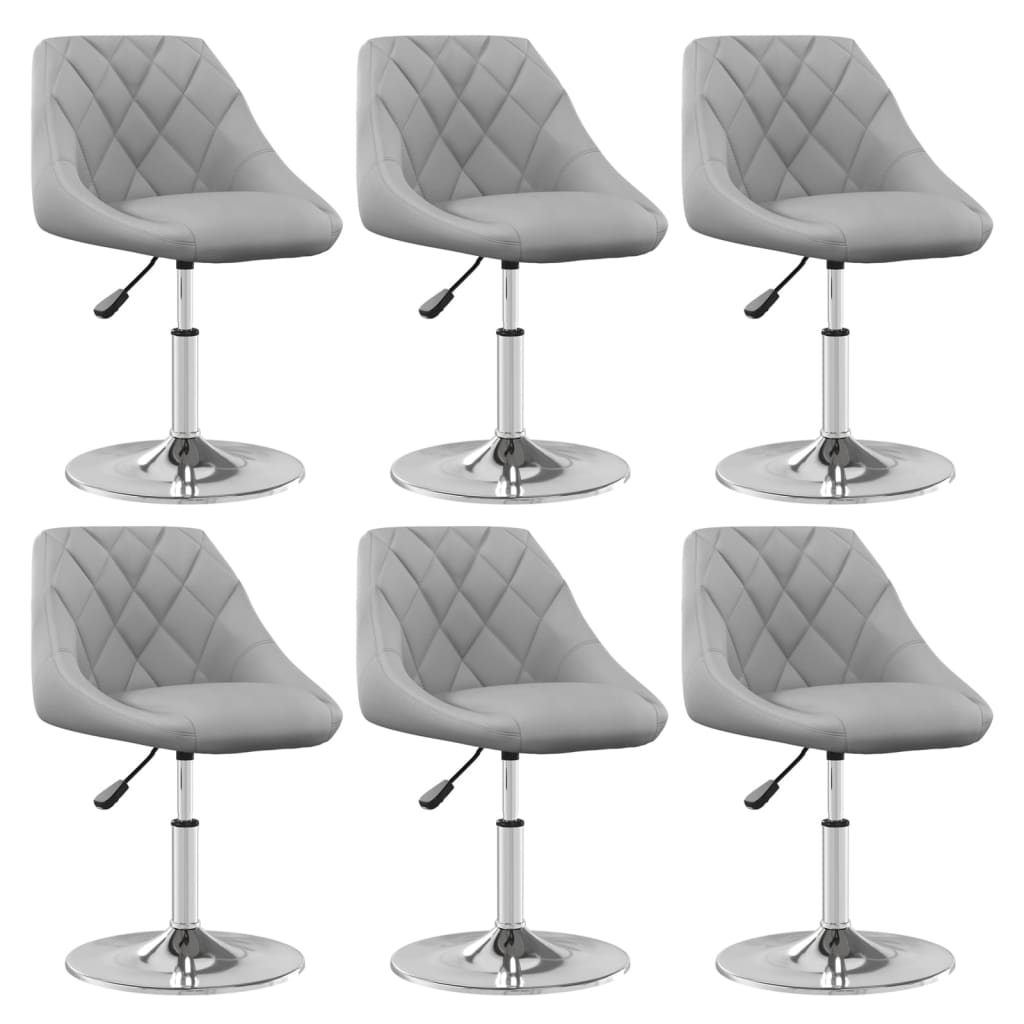 Chaises pivotantes à manger lot de 6 Gris clair Velours - XIOS