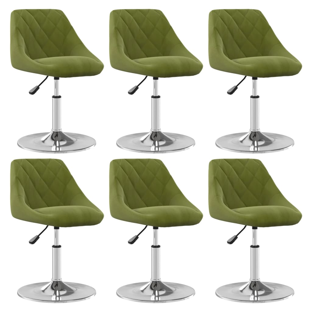 Chaises pivotantes à manger lot de 6 vert clair velours - XIOS