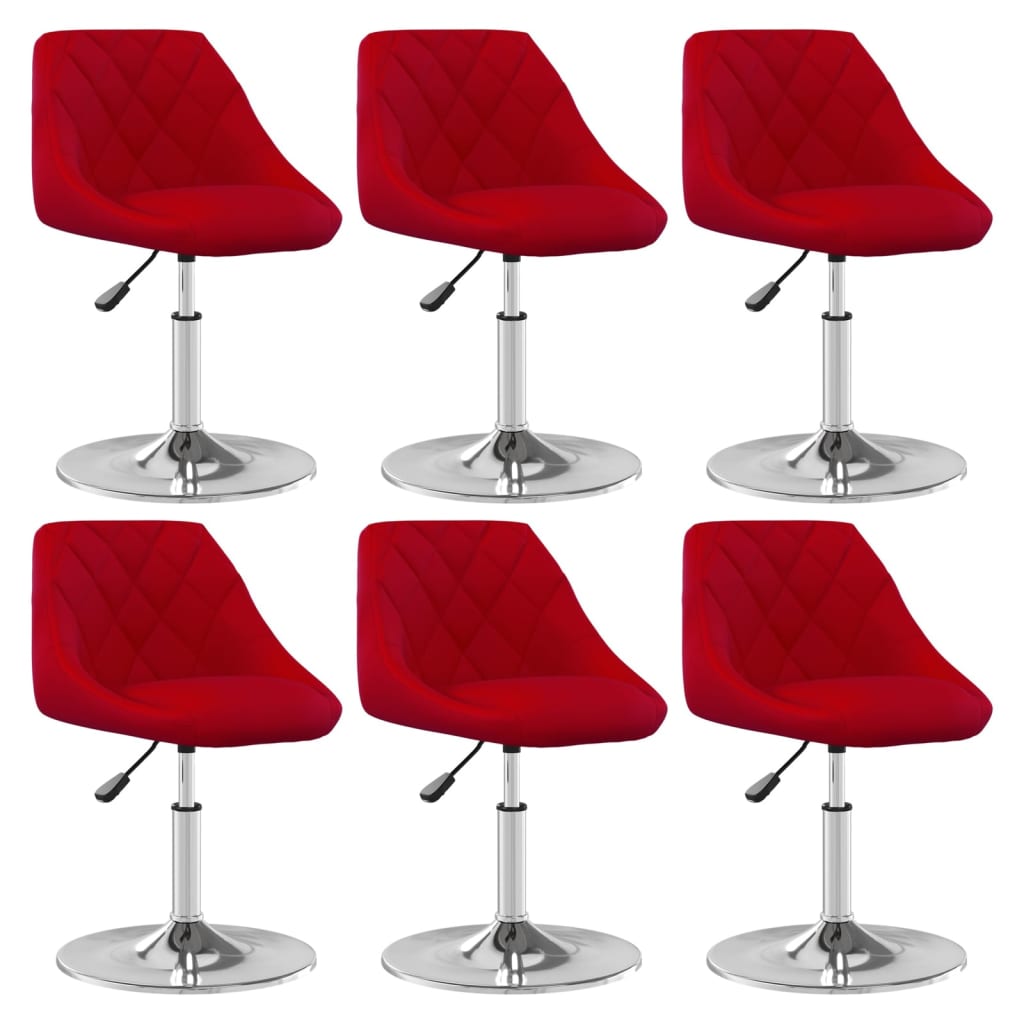 Chaises pivotantes à manger lot de 6 Rouge bordeaux Velours - XIOS