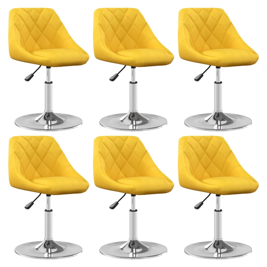 Chaises à manger pivotantes lot de 6 jaune moutarde velours - XIOS