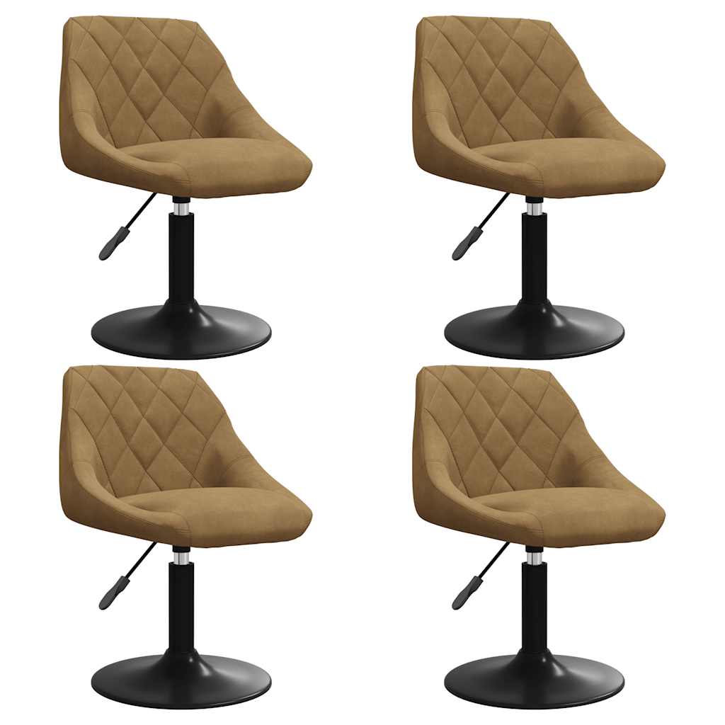 Chaises pivotantes à manger lot de 4 marron velours - XIOS