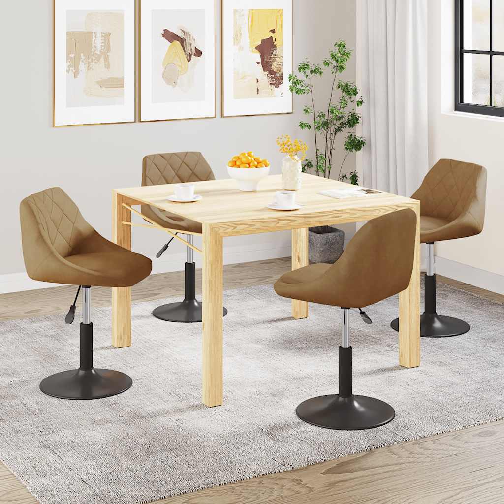 Chaises pivotantes à manger lot de 4 marron velours - XIOS