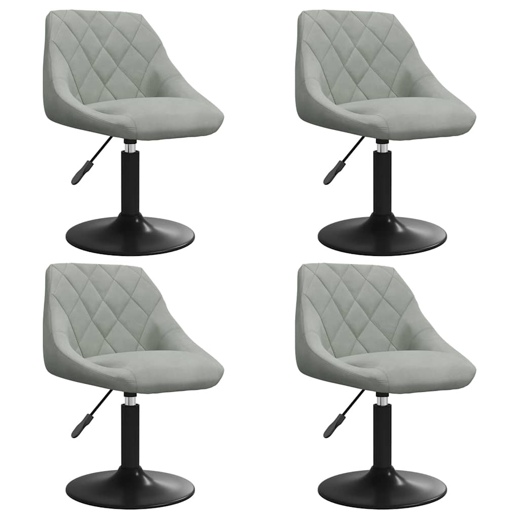 Chaises pivotantes à manger lot de 4 gris clair velours - XIOS