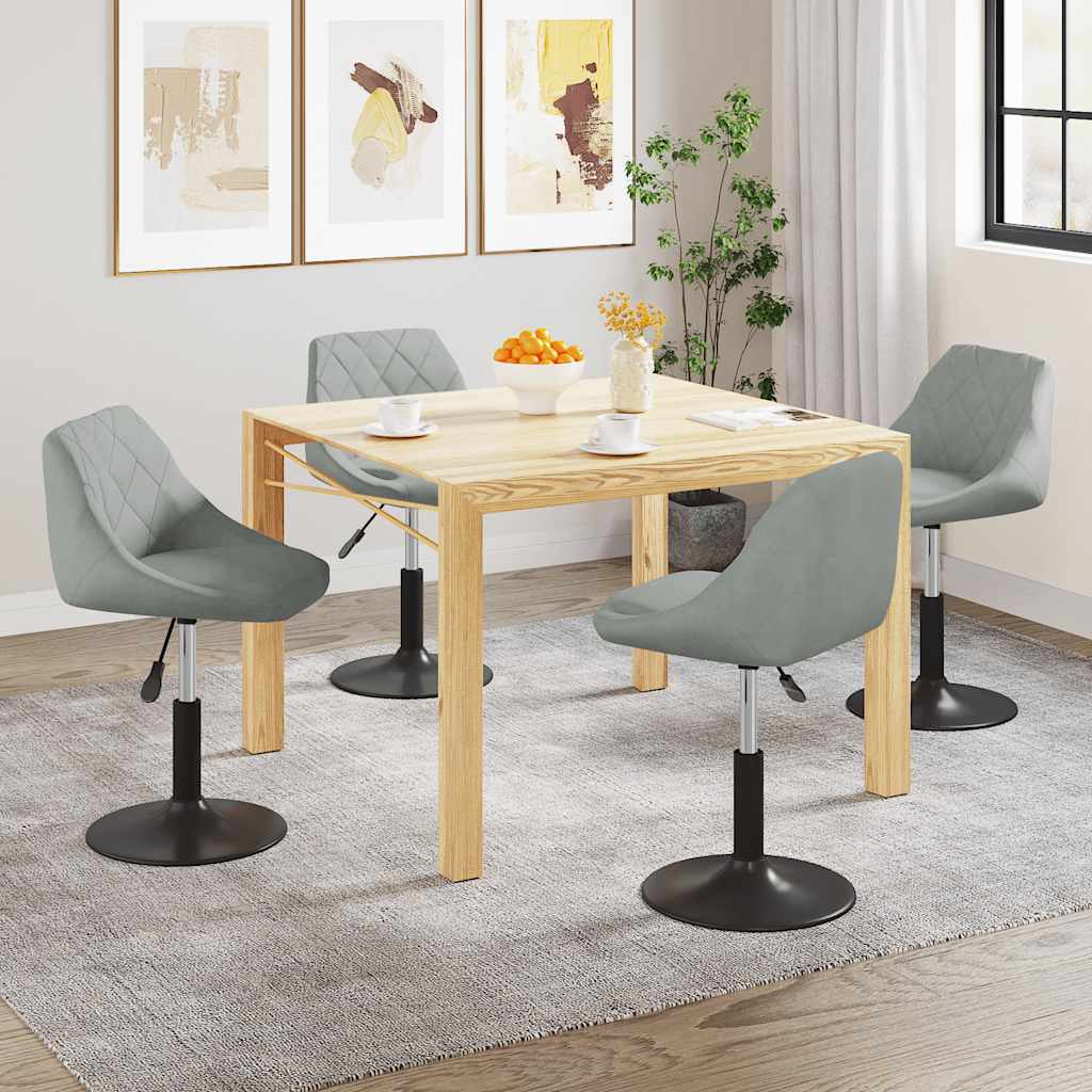 Chaises pivotantes à manger lot de 4 gris clair velours - XIOS