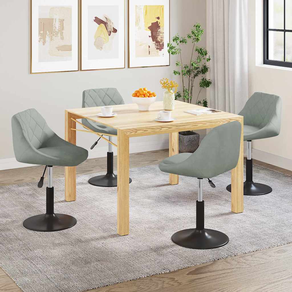 Chaises pivotantes à manger lot de 4 gris clair velours