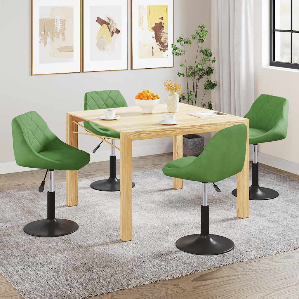 Chaises pivotantes à manger lot de 4 vert clair velours - XIOS
