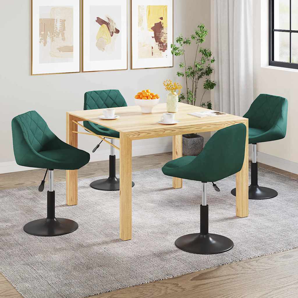 Chaises pivotantes à manger lot de 4 vert foncé velours - XIOS