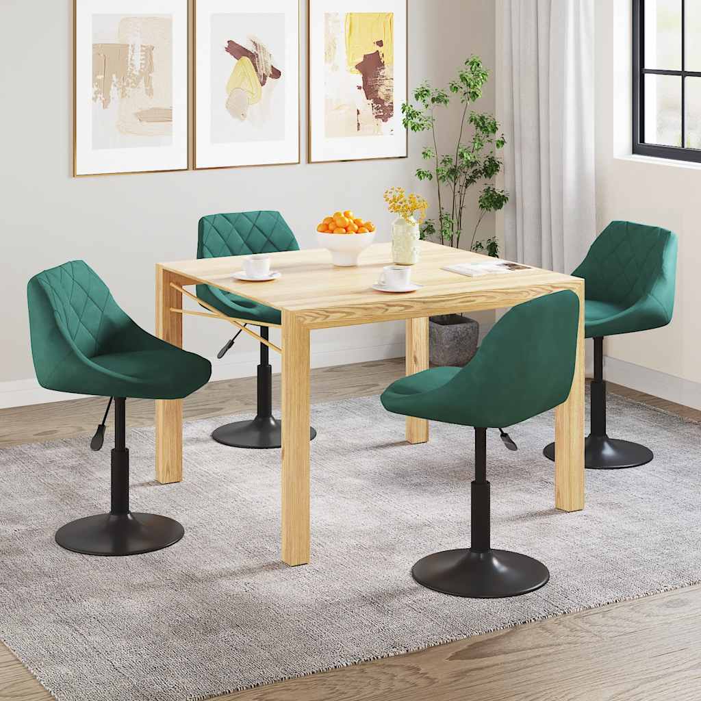 Chaises pivotantes à manger lot de 4 vert foncé velours