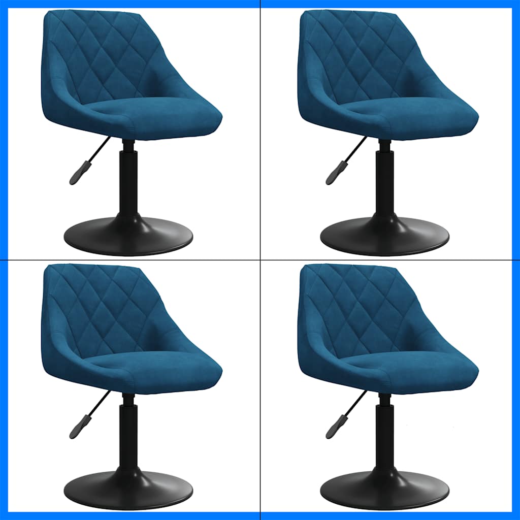 Chaises pivotantes à manger lot de 4 bleu velours - XIOS