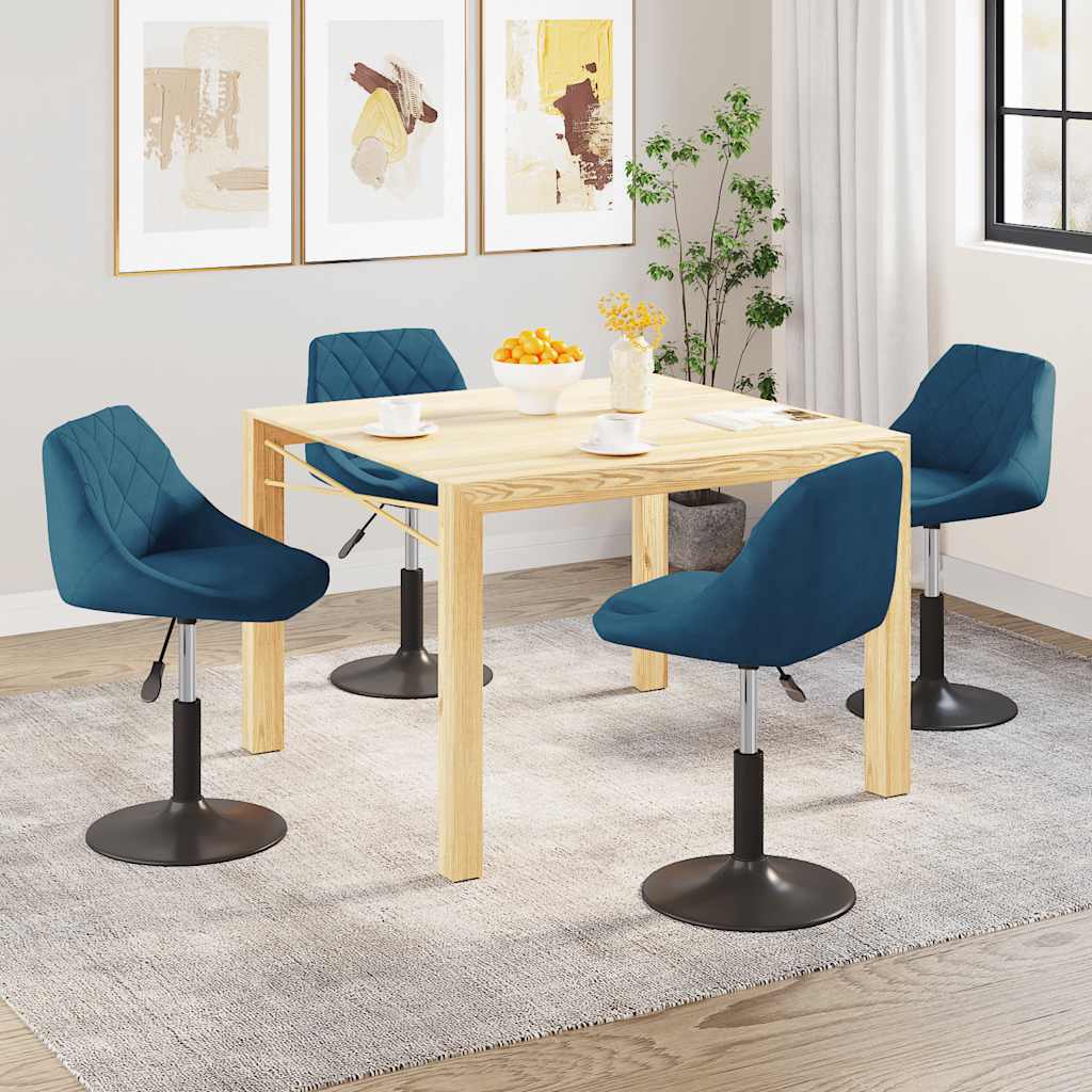 Chaises pivotantes à manger lot de 4 bleu velours - XIOS