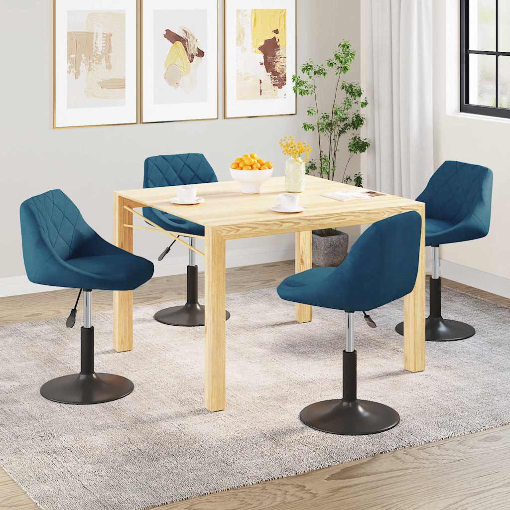 Chaises pivotantes à manger lot de 4 bleu velours