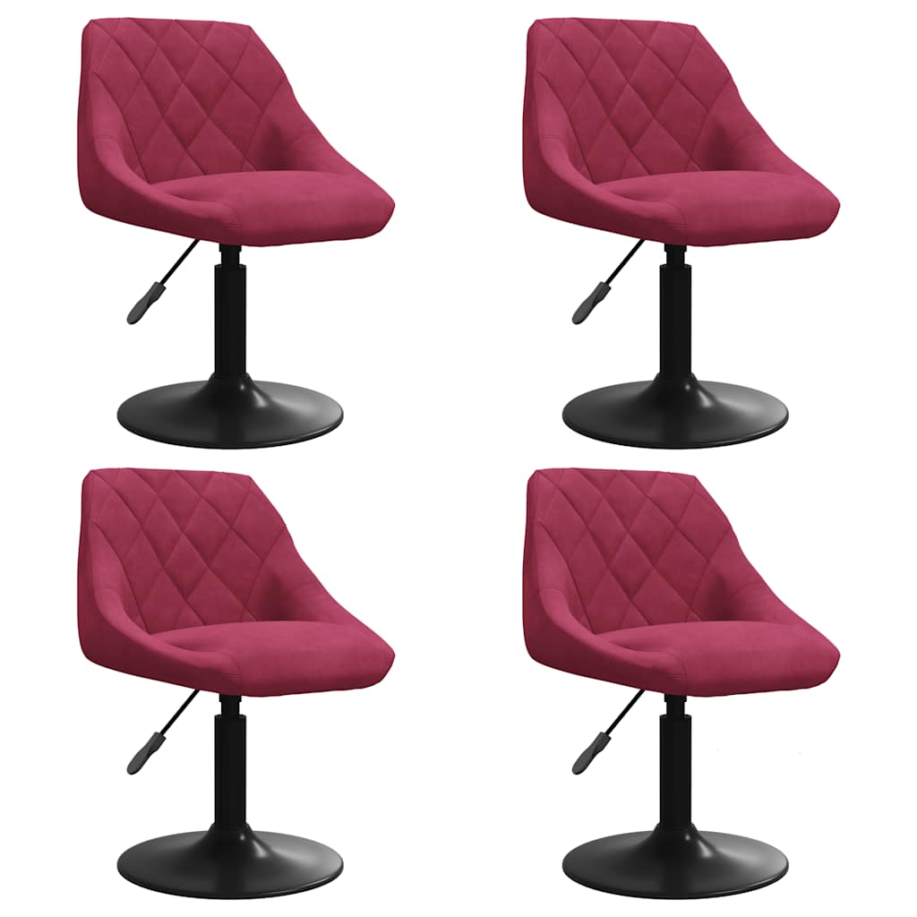 Chaises à manger pivotantes lot de 4 rouge bordeaux velours - XIOS