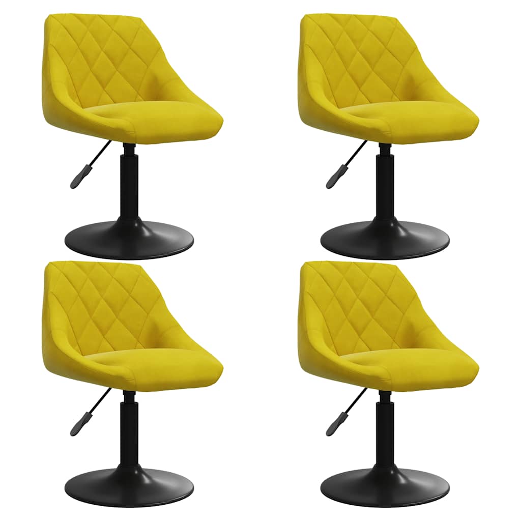 Chaises à manger pivotantes lot de 4 jaune moutarde velours - XIOS