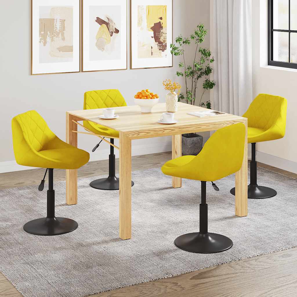 Chaises à manger pivotantes lot de 4 jaune moutarde velours - XIOS
