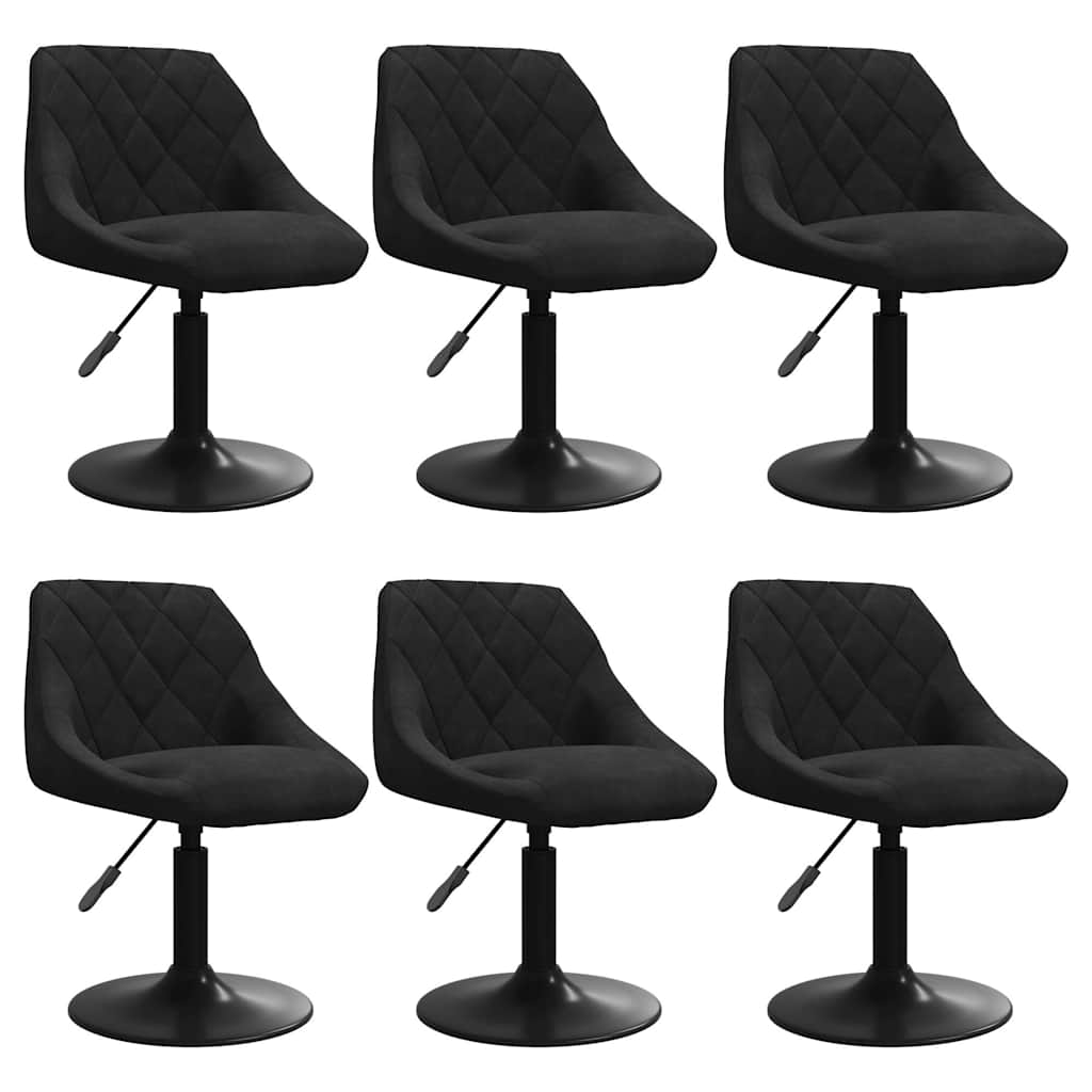 Chaises pivotantes à manger lot de 6 noir velours - XIOS
